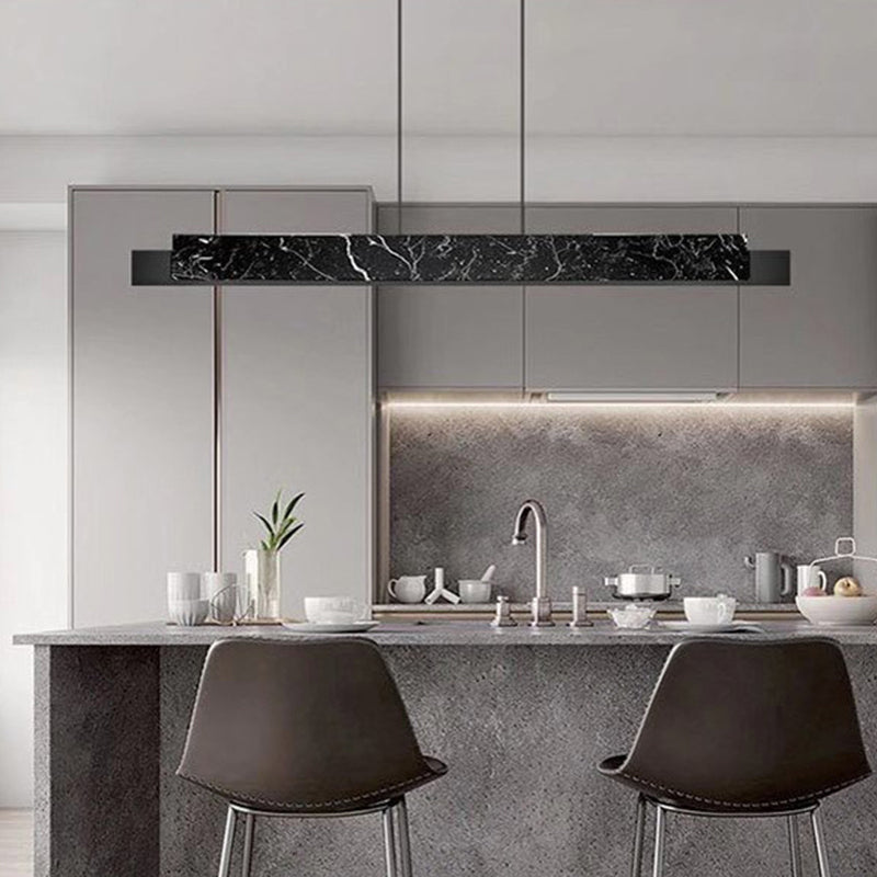 Marble Rectangular Island Light Minimalist LED Suspension Lighting Fixture for Diner Black Clearhalo 'Ceiling Lights' 'Island Lights' 'Lighting' 2628129