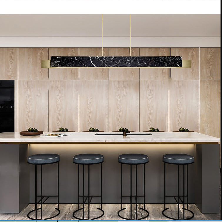 Marble Rectangular Island Light Minimalist LED Suspension Lighting Fixture for Diner Clearhalo 'Ceiling Lights' 'Island Lights' 'Lighting' 2628136
