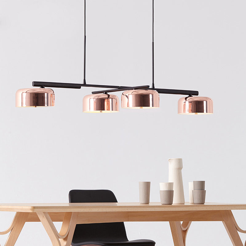 4-Light Diner Island Lamp Nordic LED Hanging Light Fixture with Drum Acrylic Shade Clearhalo 'Ceiling Lights' 'Island Lights' 'Lighting' 2628161