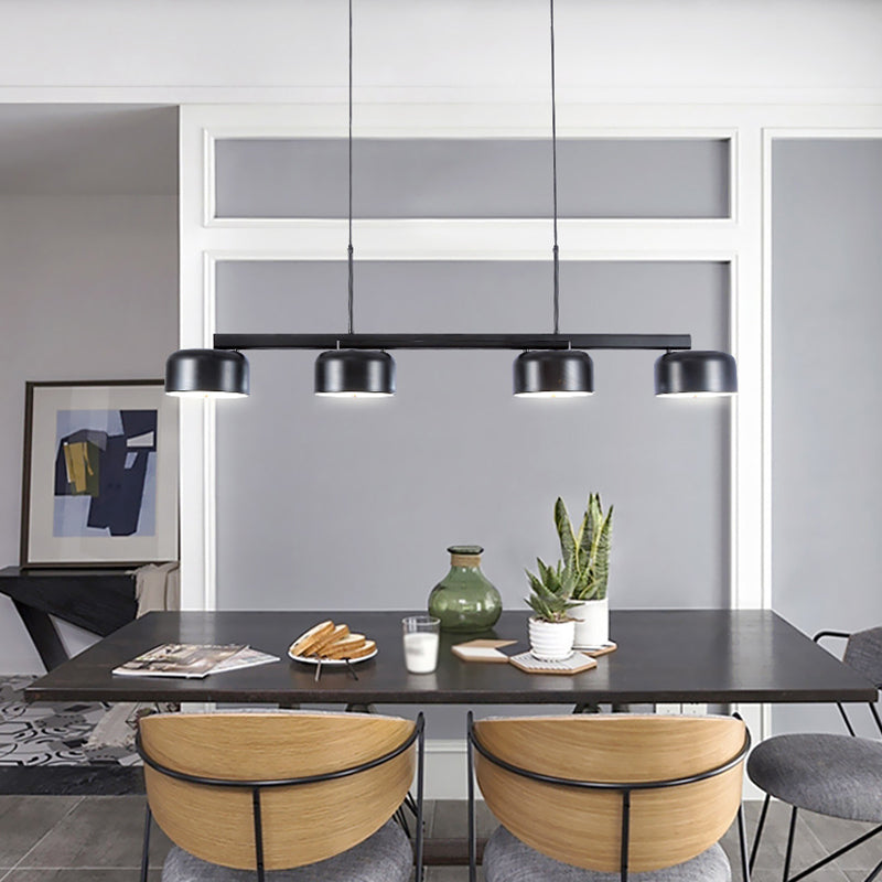 4-Light Diner Island Lamp Nordic LED Hanging Light Fixture with Drum Acrylic Shade Clearhalo 'Ceiling Lights' 'Island Lights' 'Lighting' 2628162