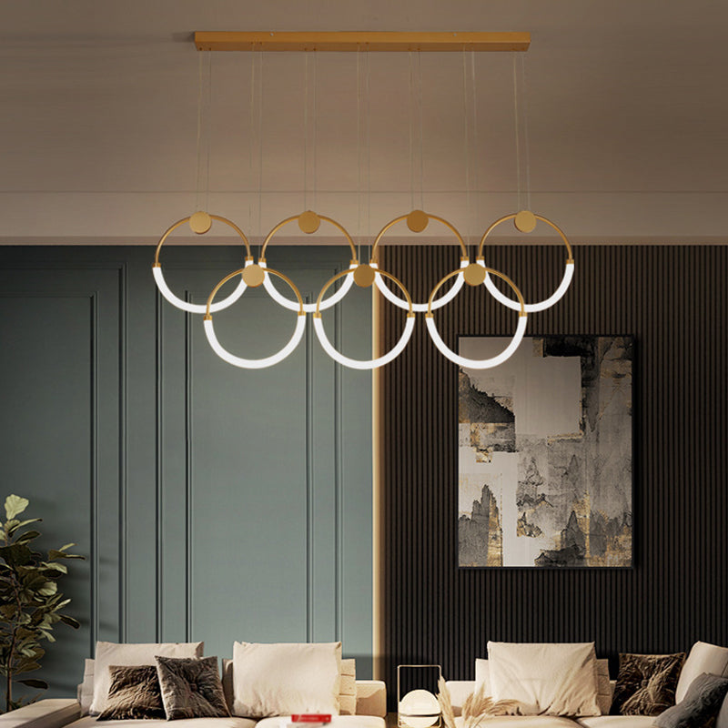 Minimalistic Ring Pendant Lighting Acrylic Living Room LED Island Ceiling Light in Gold Clearhalo 'Ceiling Lights' 'Island Lights' 'Lighting' 2628168