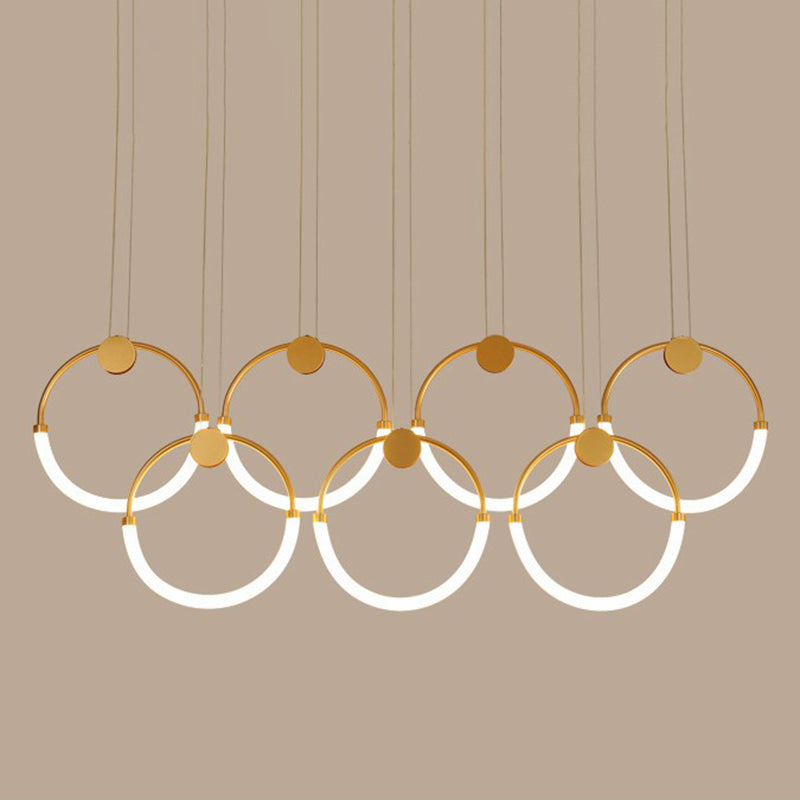 Minimalistic Ring Pendant Lighting Acrylic Living Room LED Island Ceiling Light in Gold 7 Gold Clearhalo 'Ceiling Lights' 'Island Lights' 'Lighting' 2628169