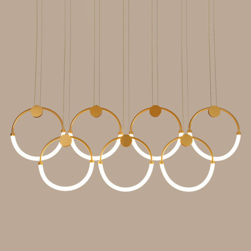 Minimalistic Ring Pendant Lighting Acrylic Living Room LED Island Ceiling Light in Gold 7 Gold Clearhalo 'Ceiling Lights' 'Island Lights' 'Lighting' 2628169