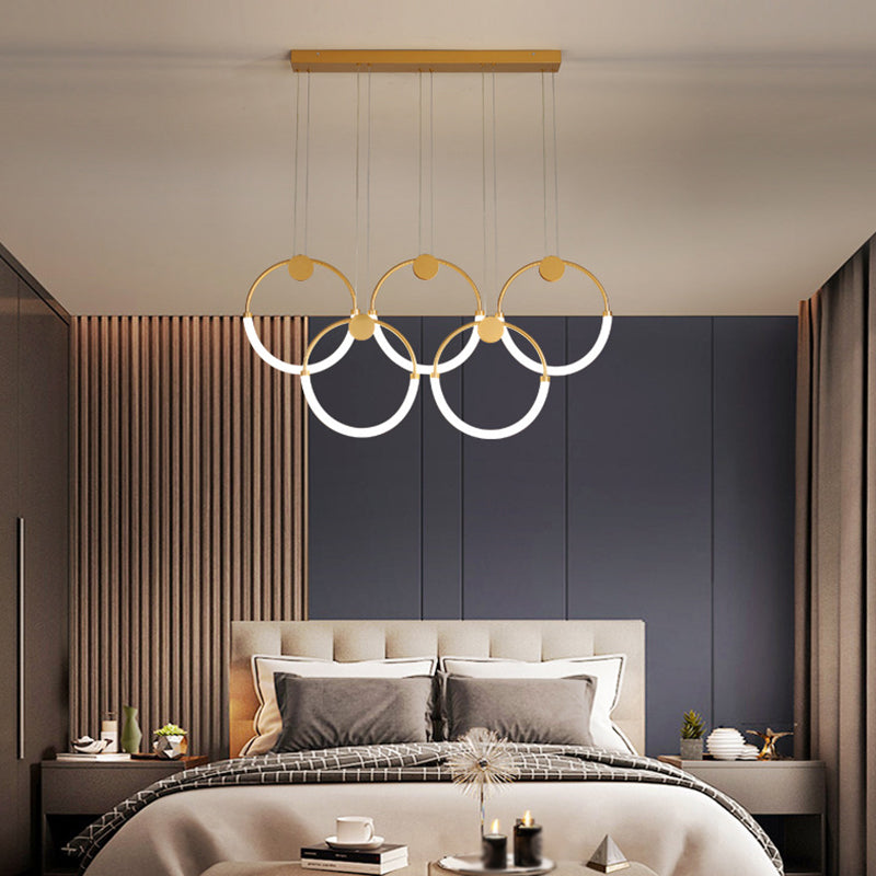 Minimalistic Ring Pendant Lighting Acrylic Living Room LED Island Ceiling Light in Gold Clearhalo 'Ceiling Lights' 'Island Lights' 'Lighting' 2628171