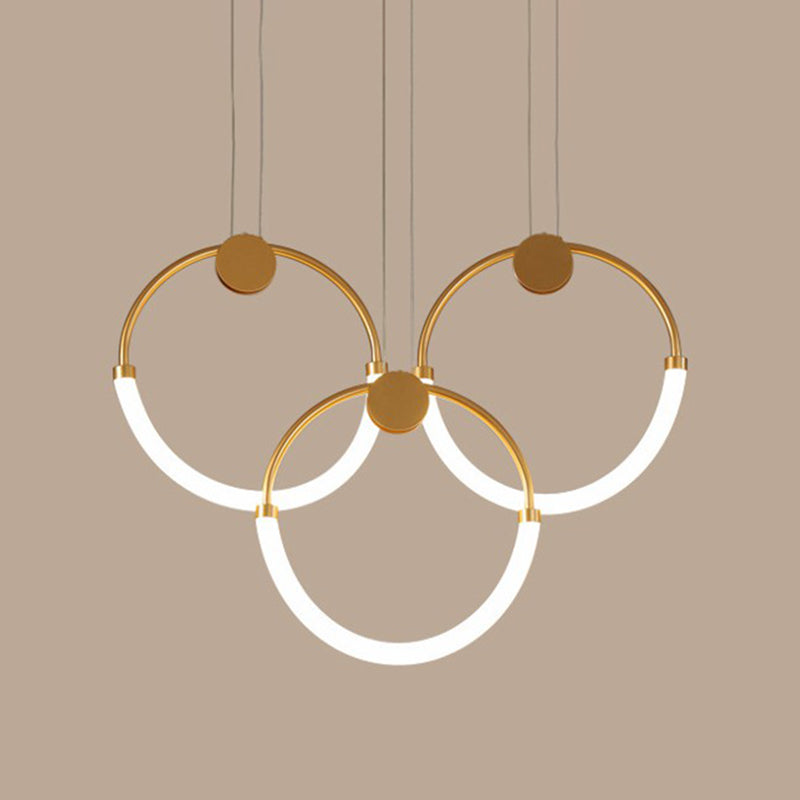 Minimalistic Ring Pendant Lighting Acrylic Living Room LED Island Ceiling Light in Gold 3 Gold Clearhalo 'Ceiling Lights' 'Island Lights' 'Lighting' 2628172