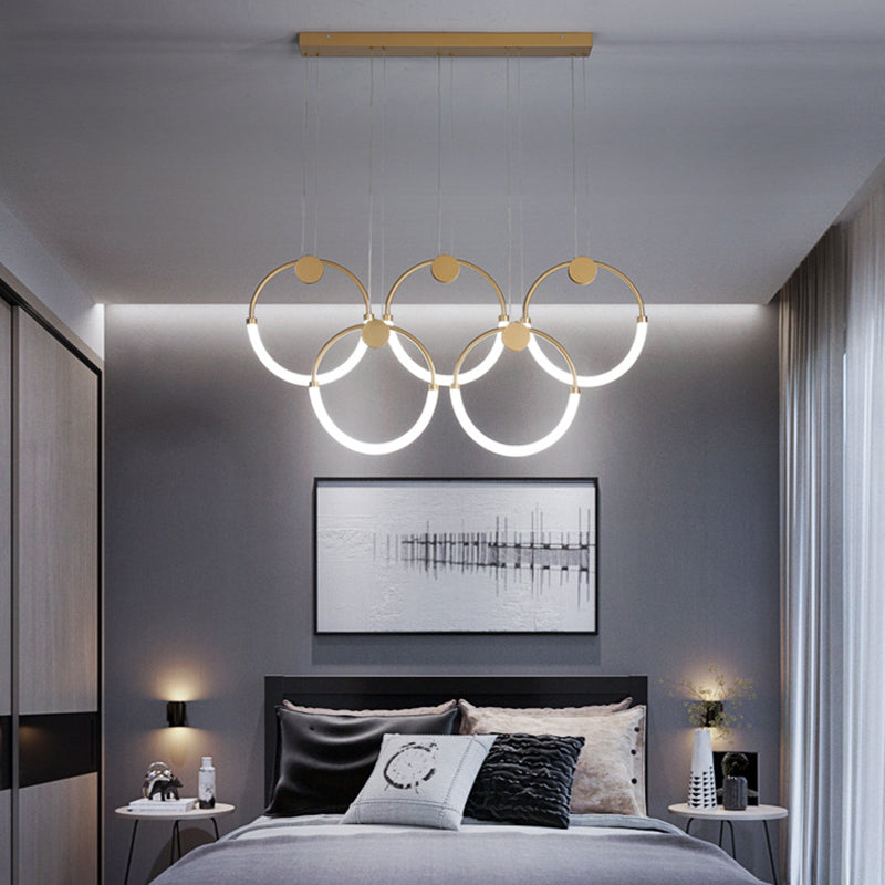 Minimalistic Ring Pendant Lighting Acrylic Living Room LED Island Ceiling Light in Gold Clearhalo 'Ceiling Lights' 'Island Lights' 'Lighting' 2628173