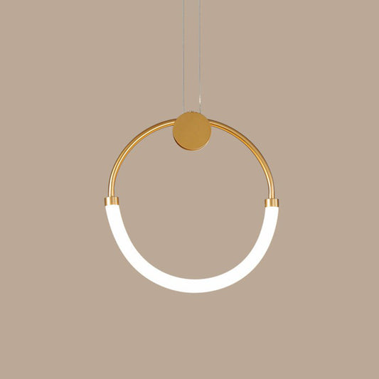 Minimalistic Ring Pendant Lighting Acrylic Living Room LED Island Ceiling Light in Gold 1 Gold Clearhalo 'Ceiling Lights' 'Island Lights' 'Lighting' 2628174