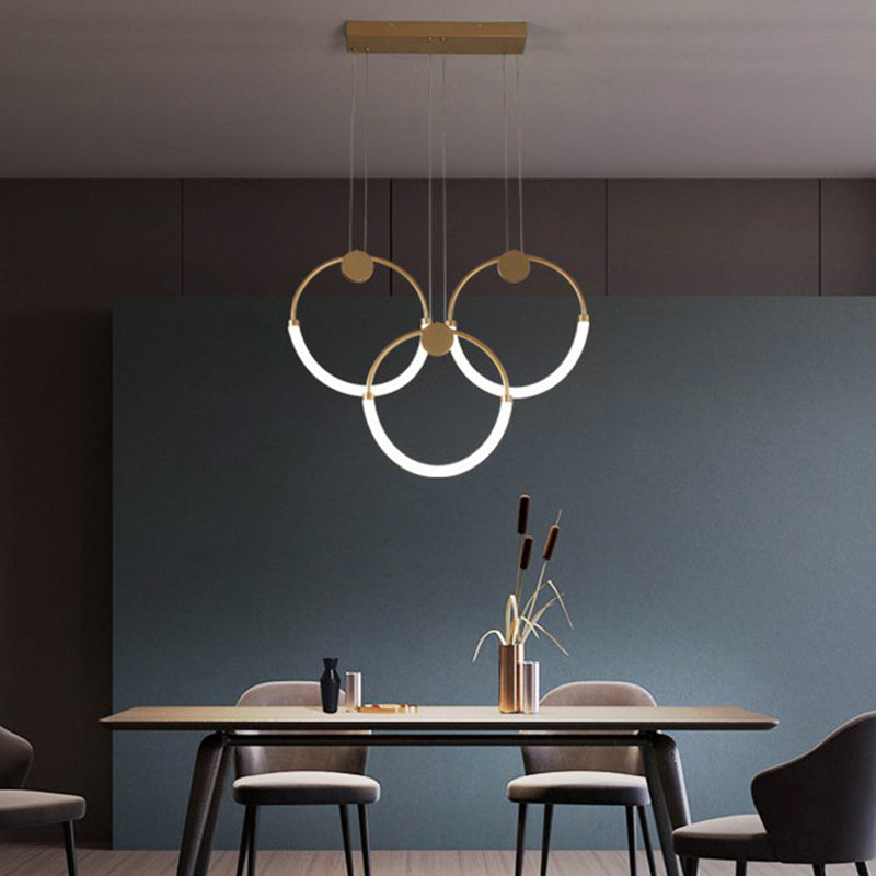 Minimalistic Ring Pendant Lighting Acrylic Living Room LED Island Ceiling Light in Gold Clearhalo 'Ceiling Lights' 'Island Lights' 'Lighting' 2628175