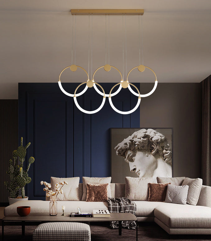 Minimalistic Ring Pendant Lighting Acrylic Living Room LED Island Ceiling Light in Gold Clearhalo 'Ceiling Lights' 'Island Lights' 'Lighting' 2628177