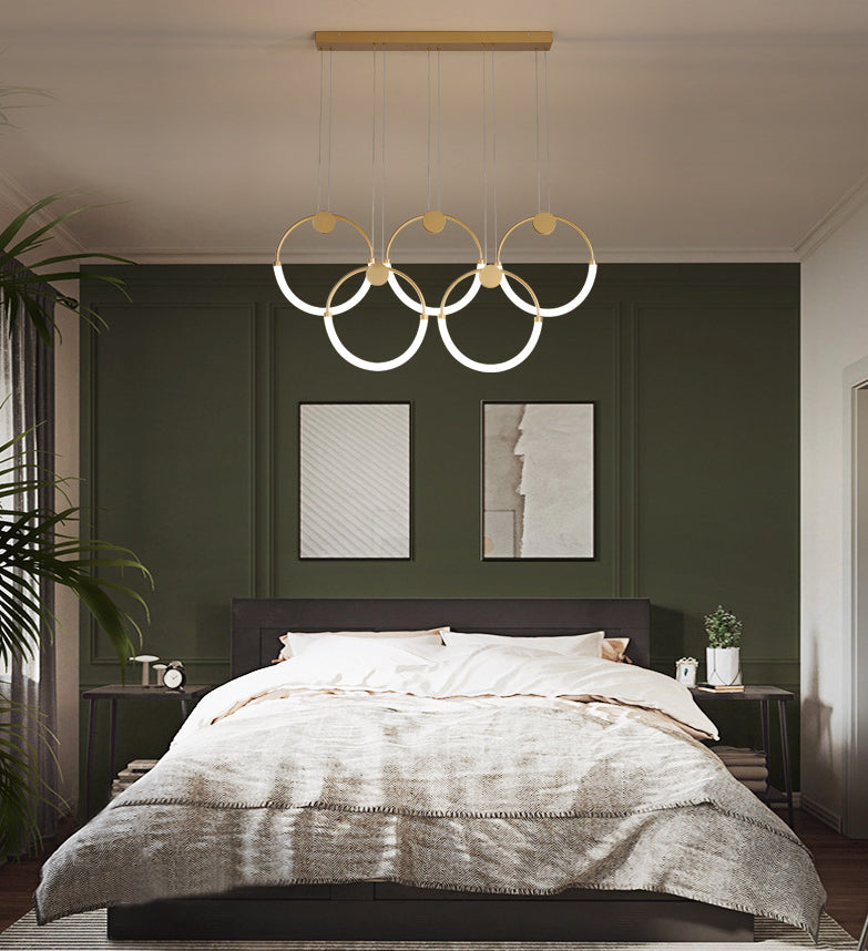 Minimalistic Ring Pendant Lighting Acrylic Living Room LED Island Ceiling Light in Gold Clearhalo 'Ceiling Lights' 'Island Lights' 'Lighting' 2628178