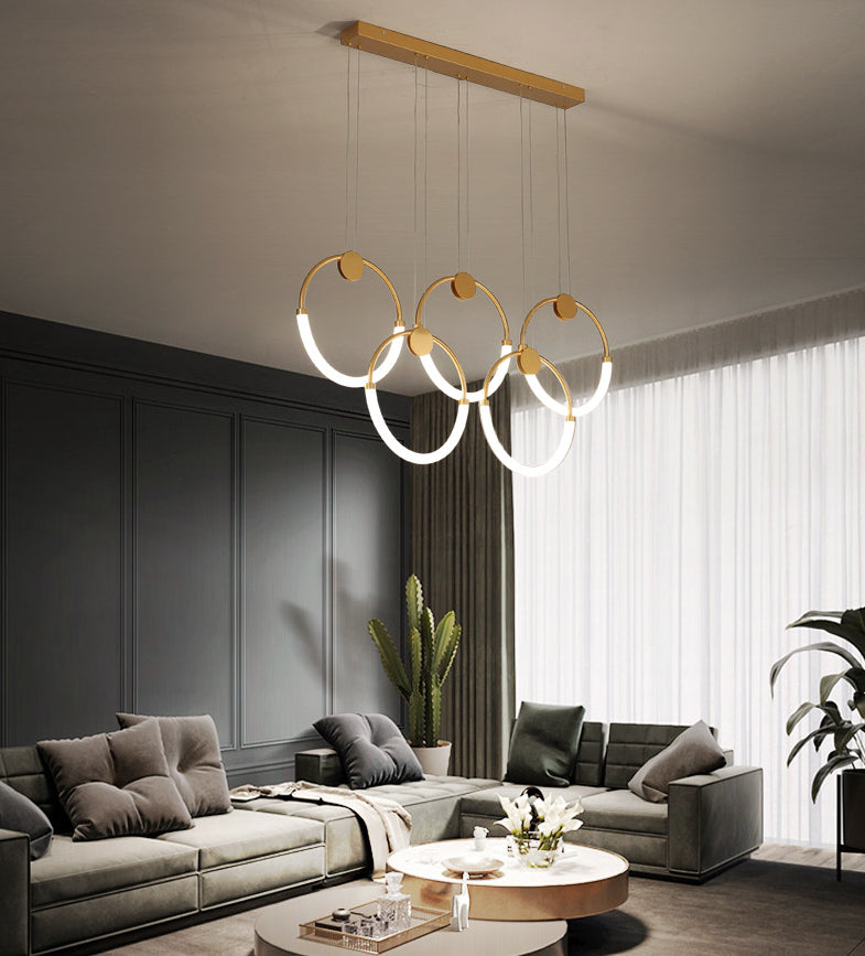 Minimalistic Ring Pendant Lighting Acrylic Living Room LED Island Ceiling Light in Gold Clearhalo 'Ceiling Lights' 'Island Lights' 'Lighting' 2628179