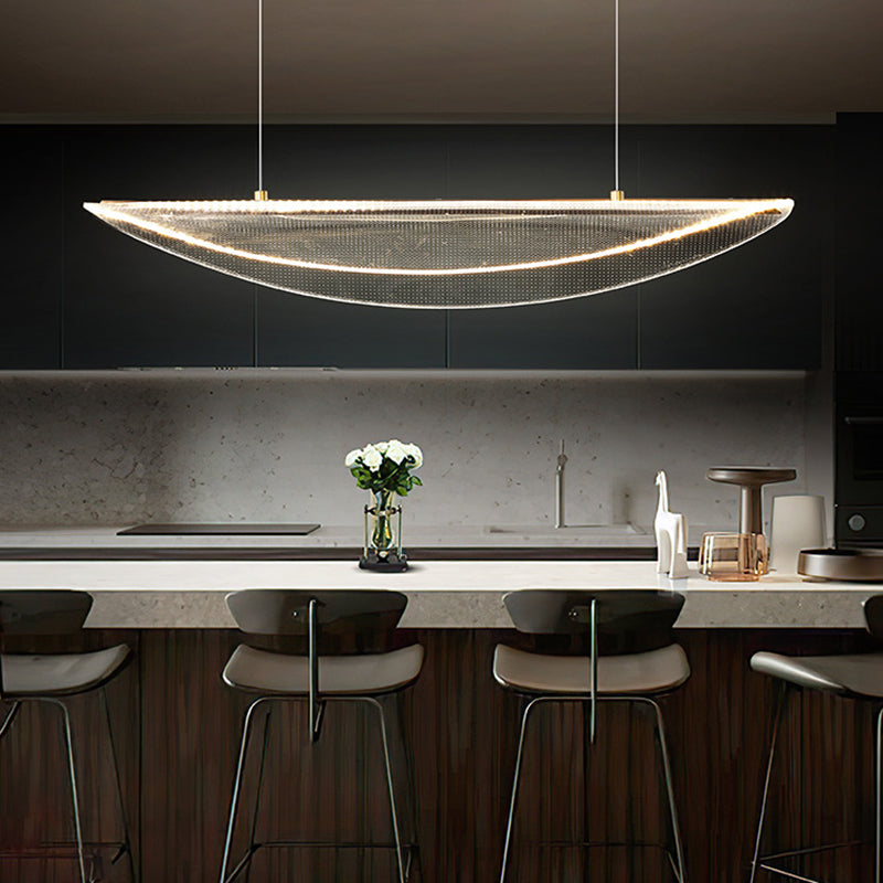 Clear Leaf Shaped Island Light Simplicity Acrylic LED Suspension Light for Dining Room Clear 39" Clearhalo 'Ceiling Lights' 'Island Lights' 'Lighting' 2628180