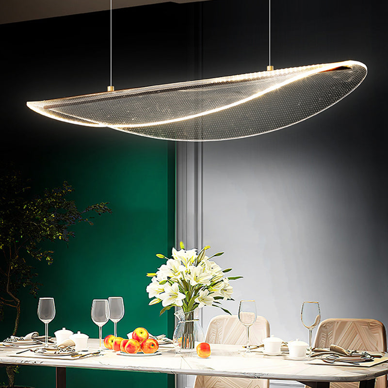 Clear Leaf Shaped Island Light Simplicity Acrylic LED Suspension Light for Dining Room Clear 47" Clearhalo 'Ceiling Lights' 'Island Lights' 'Lighting' 2628181