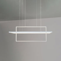 White Frame Rectangular Hanging Light Minimalism LED Acrylic Island ...