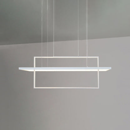 White Frame Rectangular Hanging Light Minimalism LED Acrylic Island Lighting Fixture 2 White Clearhalo 'Ceiling Lights' 'Island Lights' 'Lighting' 2628195