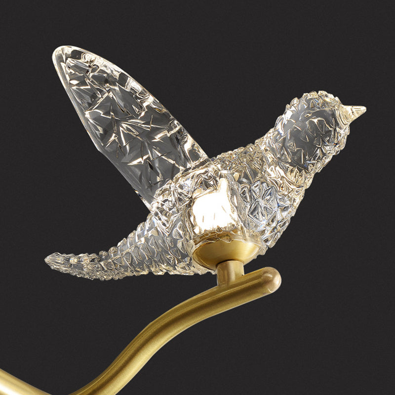 Gold Finish Twig Pendant Lamp Artistic Simple Acrylic LED Island Light with Bird Decor Clearhalo 'Ceiling Lights' 'Island Lights' 'Lighting' 2628215