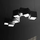 Modern Cubic LED Island Light Fixture Metallic Living Room Geometric Pendant Light Black 25.5" Clearhalo 'Ceiling Lights' 'Island Lights' 'Lighting' 2628221