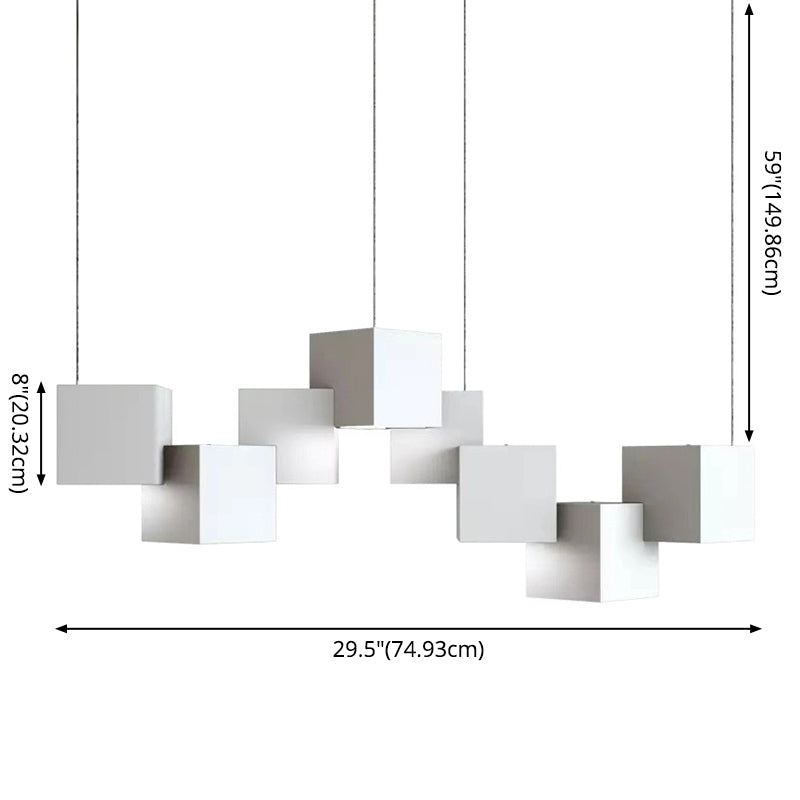 Modern Cubic LED Island Light Fixture Metallic Living Room Geometric Pendant Light Clearhalo 'Ceiling Lights' 'Island Lights' 'Lighting' 2628227