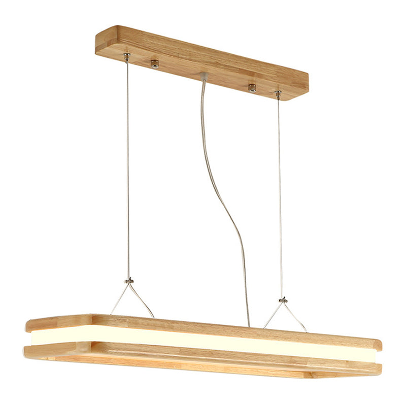 Wood Rectangular Hanging Island Lamp Minimalist LED Acrylic Ceiling Suspension Lamp for Dinner Clearhalo 'Ceiling Lights' 'Island Lights' 'Lighting' 2628240