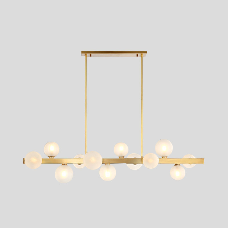 Simplicity Globe Pendant Lamp Frosted Glass Dining Room Island Lighting in Gold 12 Gold Clearhalo 'Ceiling Lights' 'Island Lights' 'Lighting' 2628249