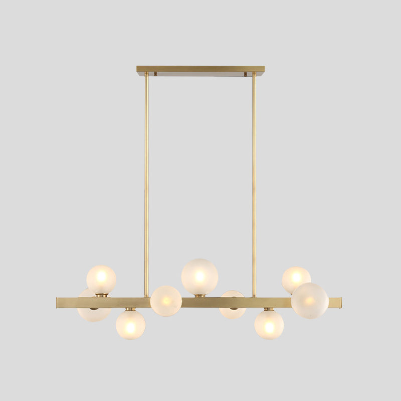 Simplicity Globe Pendant Lamp Frosted Glass Dining Room Island Lighting in Gold 9 Gold Clearhalo 'Ceiling Lights' 'Island Lights' 'Lighting' 2628250