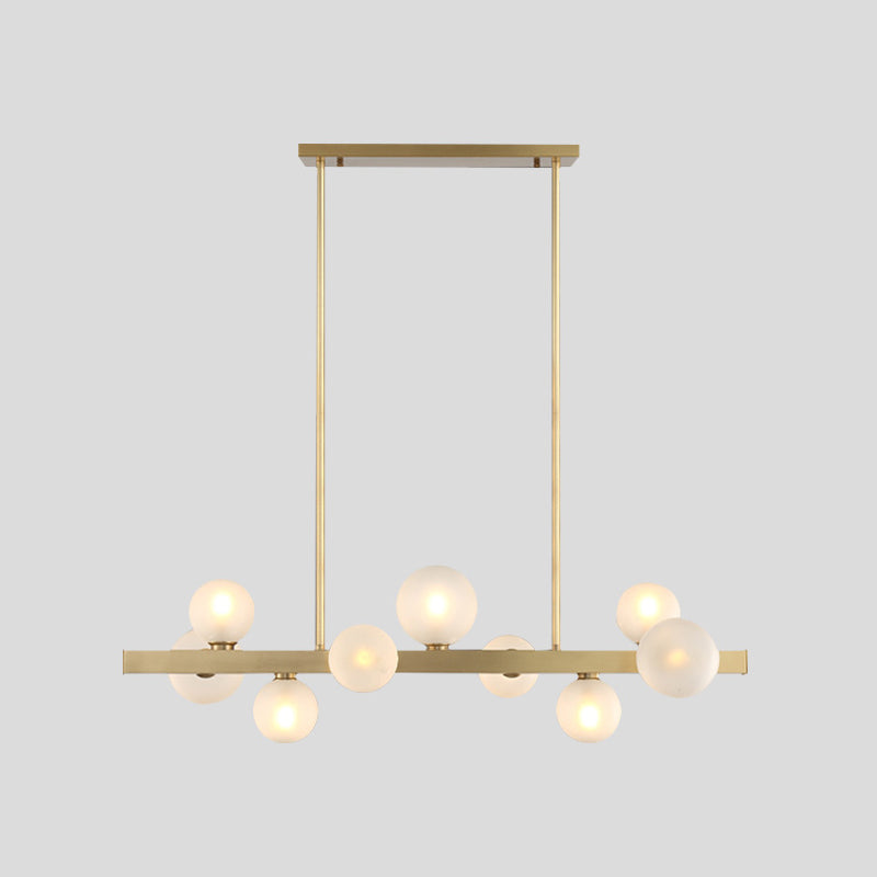 Simplicity Globe Pendant Lamp Frosted Glass Dining Room Island Lighting in Gold 9 Gold Clearhalo 'Ceiling Lights' 'Island Lights' 'Lighting' 2628250