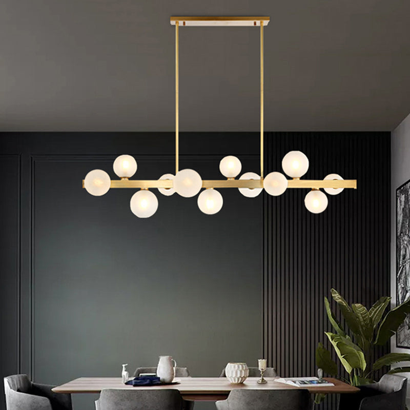 Simplicity Globe Pendant Lamp Frosted Glass Dining Room Island Lighting in Gold Clearhalo 'Ceiling Lights' 'Island Lights' 'Lighting' 2628251