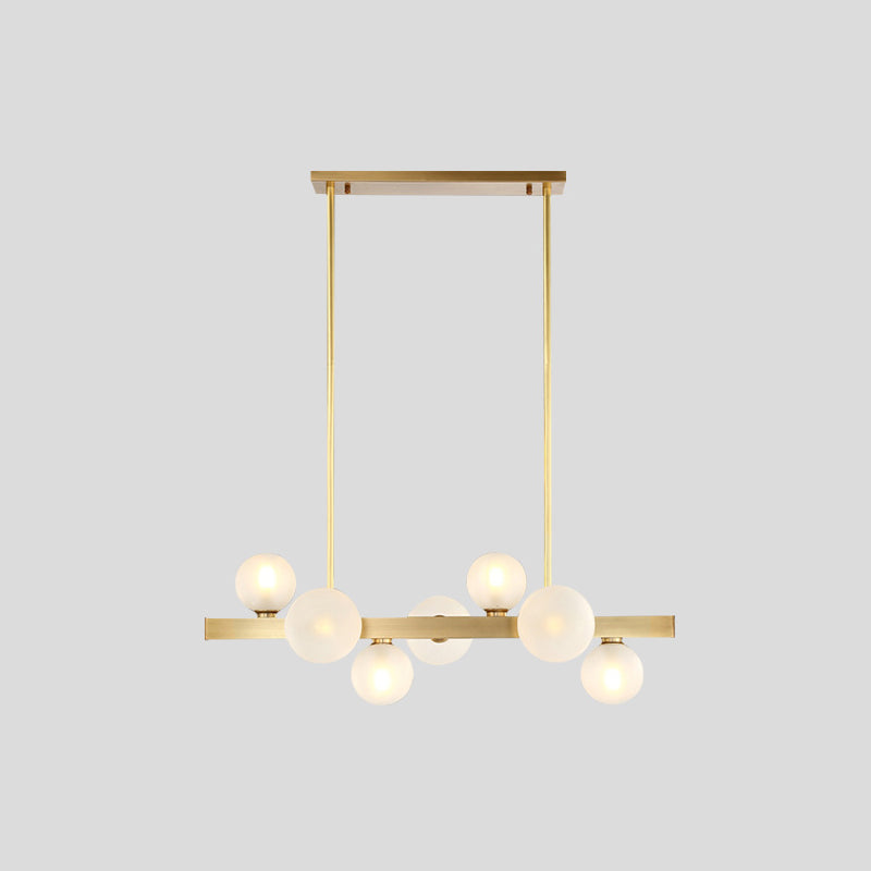 Simplicity Globe Pendant Lamp Frosted Glass Dining Room Island Lighting in Gold 7 Gold Clearhalo 'Ceiling Lights' 'Island Lights' 'Lighting' 2628252
