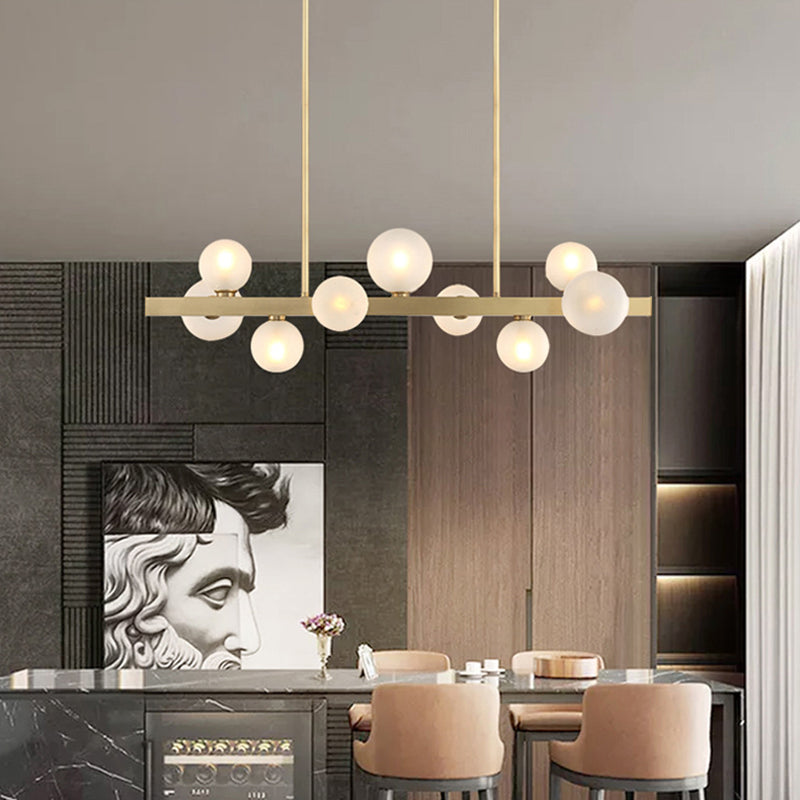 Simplicity Globe Pendant Lamp Frosted Glass Dining Room Island Lighting in Gold Clearhalo 'Ceiling Lights' 'Island Lights' 'Lighting' 2628253