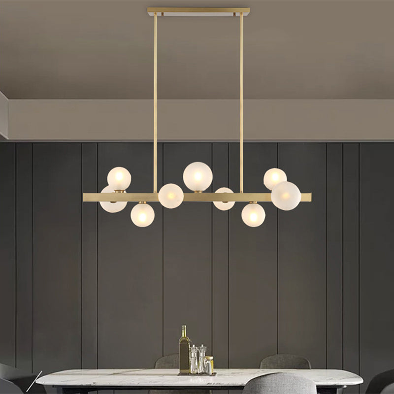 Simplicity Globe Pendant Lamp Frosted Glass Dining Room Island Lighting in Gold Clearhalo 'Ceiling Lights' 'Island Lights' 'Lighting' 2628254