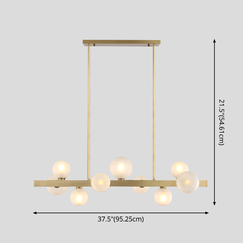 Simplicity Globe Pendant Lamp Frosted Glass Dining Room Island Lighting in Gold Clearhalo 'Ceiling Lights' 'Island Lights' 'Lighting' 2628257