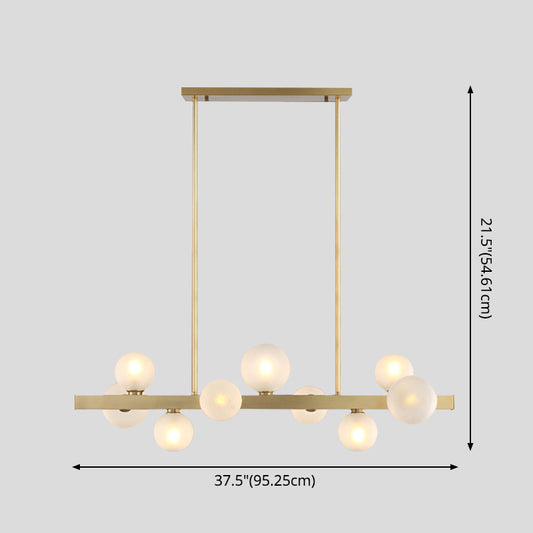 Simplicity Globe Pendant Lamp Frosted Glass Dining Room Island Lighting in Gold Clearhalo 'Ceiling Lights' 'Island Lights' 'Lighting' 2628257