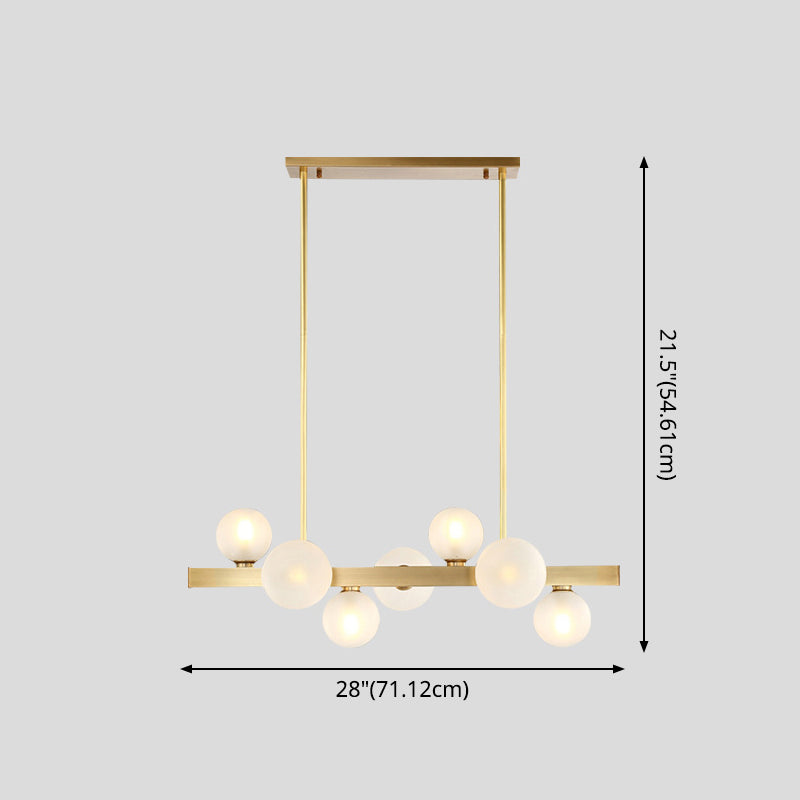 Simplicity Globe Pendant Lamp Frosted Glass Dining Room Island Lighting in Gold Clearhalo 'Ceiling Lights' 'Island Lights' 'Lighting' 2628258