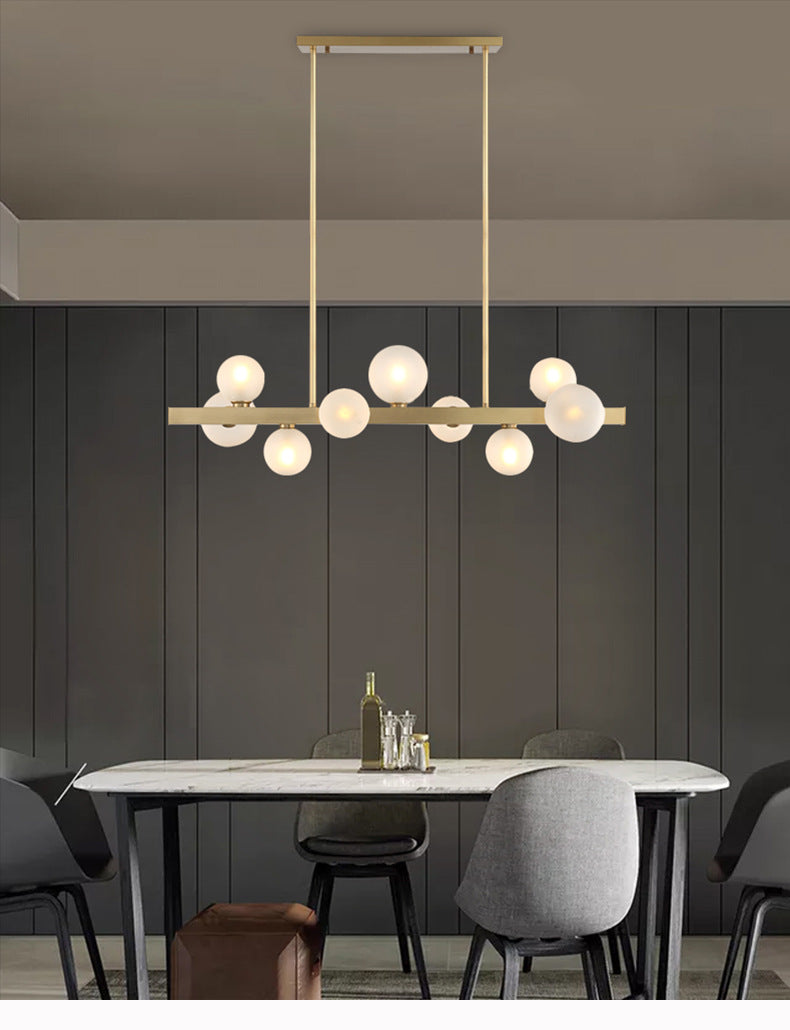 Simplicity Globe Pendant Lamp Frosted Glass Dining Room Island Lighting in Gold Clearhalo 'Ceiling Lights' 'Island Lights' 'Lighting' 2628260