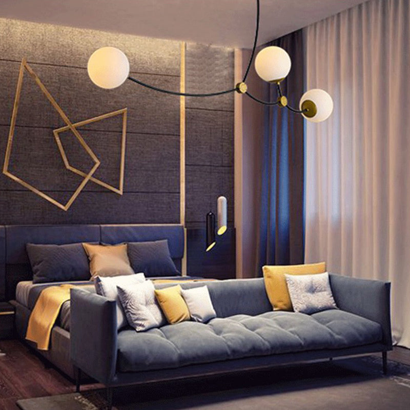 Black-Gold Molecular Suspension Lighting Minimalist Metal Island Light with Ball Glass Shade Clearhalo 'Ceiling Lights' 'Island Lights' 'Lighting' 2628262