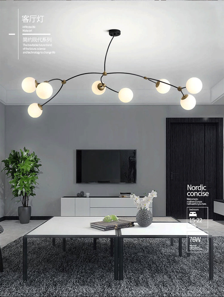 Black-Gold Molecular Suspension Lighting Minimalist Metal Island Light with Ball Glass Shade Clearhalo 'Ceiling Lights' 'Island Lights' 'Lighting' 2628268