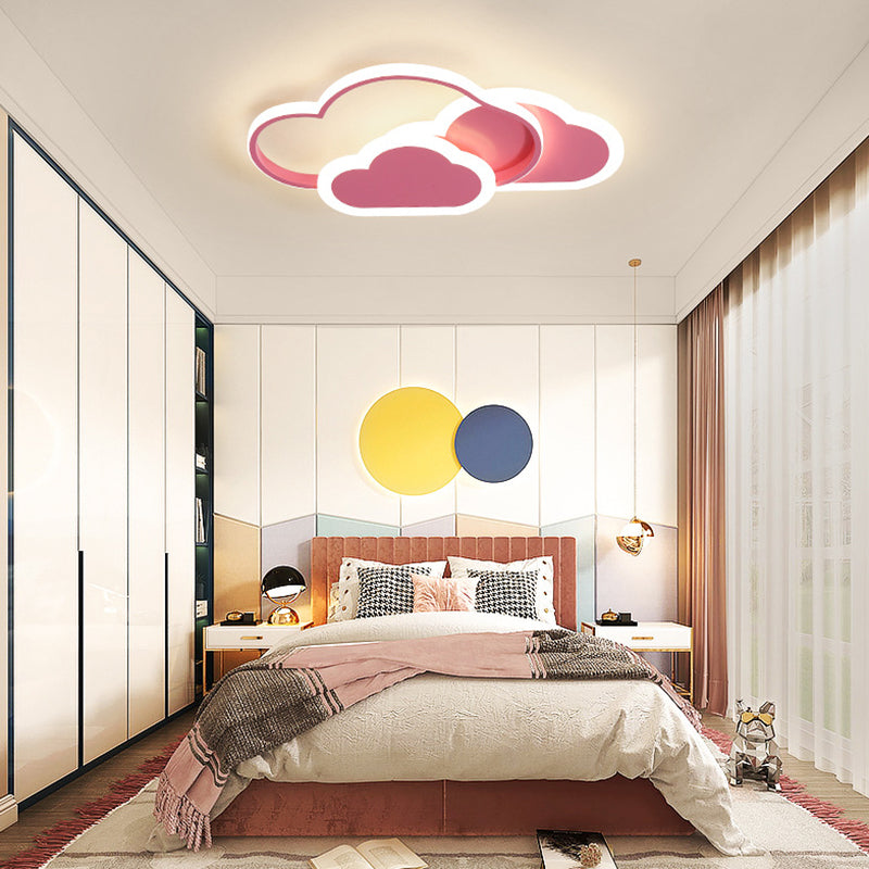 Nordic Style Metal Flush Mount Ceiling Lamp Cartoon Shape LED Flush Mount Lighting for Kids Bedroom Pink Cloud Clearhalo 'Ceiling Lights' 'Close To Ceiling Lights' 'Lighting' 2628388