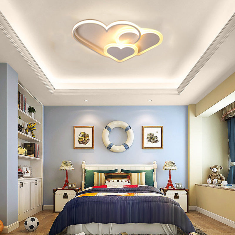 Nordic Style Metal Flush Mount Ceiling Lamp Cartoon Shape LED Flush Mount Lighting for Kids Bedroom White Loving Heart Clearhalo 'Ceiling Lights' 'Close To Ceiling Lights' 'Lighting' 2628390
