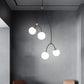 Black-Gold Molecular Suspension Lighting Minimalist Metal Island Light with Ball Glass Shade 4 Black-Gold Milk White Clearhalo 'Ceiling Lights' 'Island Lights' 'Lighting' 2628438