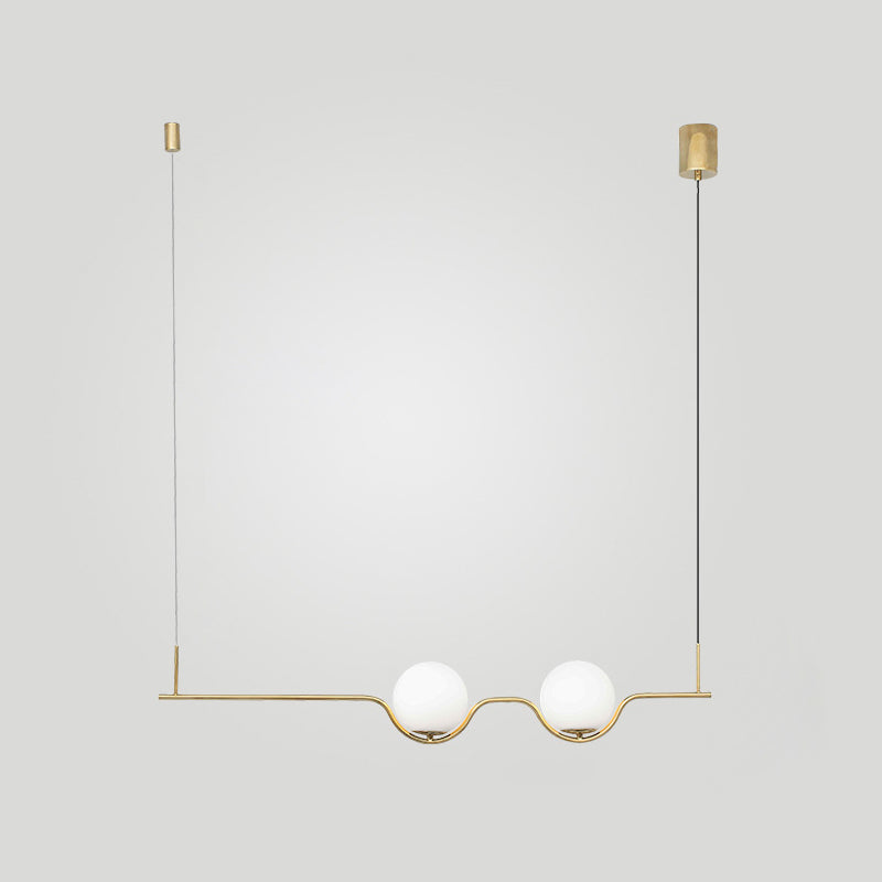 Modern Minimalism Linear Metal Island Pendant Lighting Spherical Glass Island Ceiling Light for Dining Table Gold Clearhalo 'Ceiling Lights' 'Island Lights' 'Lighting' 2628452