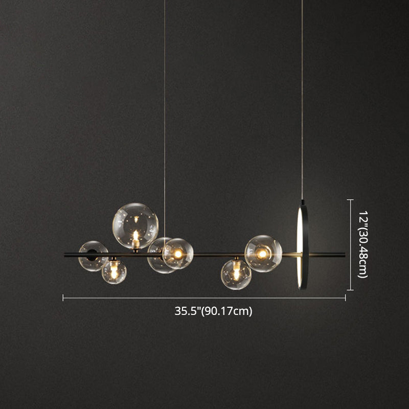 Modern Black Island Pendant Lighting Spherical Clear Glass Island Ceiling Light for Dining Table Clearhalo 'Ceiling Lights' 'Island Lights' 'Lighting' 2628488