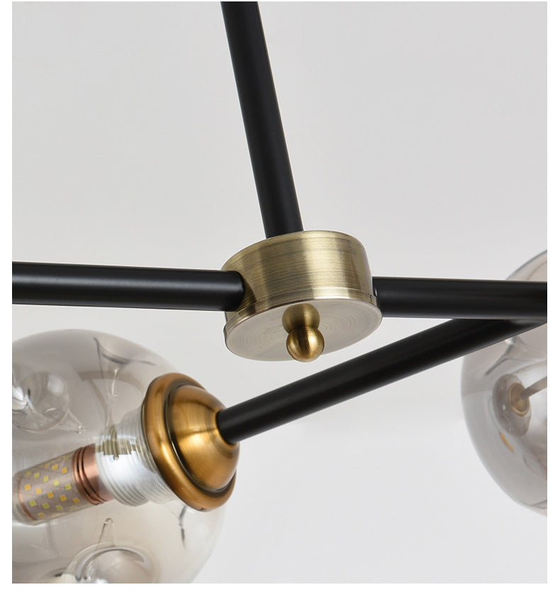 6 Light Modern Black Island Pendant Lighting Spherical Glass Island Ceiling Light for Dining Table Clearhalo 'Ceiling Lights' 'Island Lights' 'Lighting' 2628505