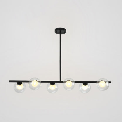 6 Light Modern Island Pendant Lighting Spherical Transparent Glass Island Ceiling Light for Dining Table Black Clearhalo 'Ceiling Lights' 'Island Lights' 'Lighting' 2628526