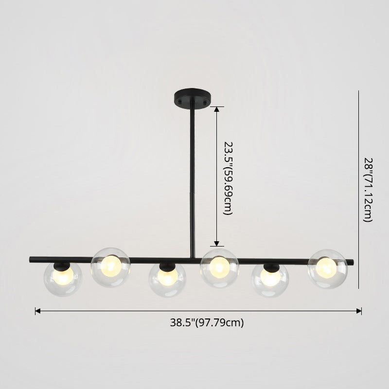 6 Light Modern Island Pendant Lighting Spherical Transparent Glass Island Ceiling Light for Dining Table Clearhalo 'Ceiling Lights' 'Island Lights' 'Lighting' 2628532
