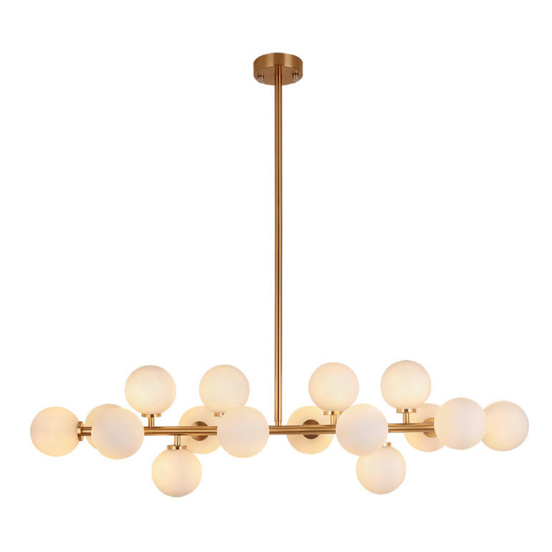 16 Light Modern Gold Island Pendant Lighting Spherical Glass Island Ceiling Light for Living Room Clearhalo 'Ceiling Lights' 'Island Lights' 'Lighting' 2628539