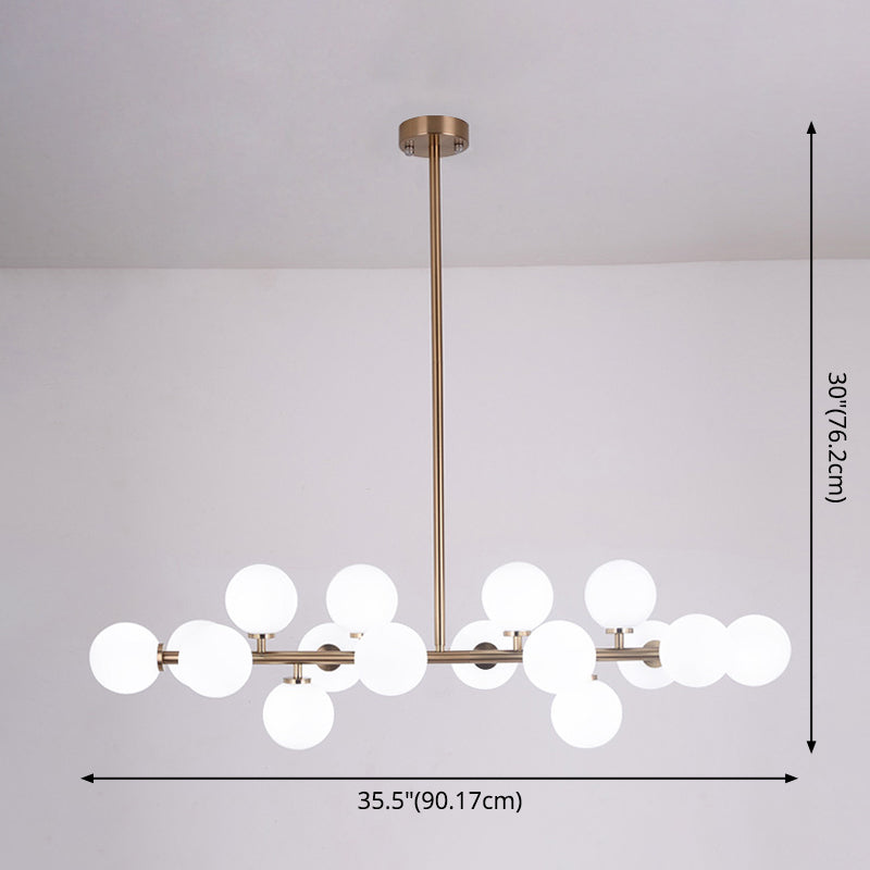 16 Light Modern Gold Island Pendant Lighting Spherical Glass Island Ceiling Light for Living Room Clearhalo 'Ceiling Lights' 'Island Lights' 'Lighting' 2628540
