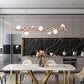 Mid-Century Modern Gold Metal Island Pendant Lighting Spherical Glass Island Ceiling Light for Dining Table Clearhalo 'Ceiling Lights' 'Island Lights' 'Lighting' 2628568