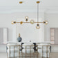 6 Light Modern Gold Island Pendant Lighting Spherical Glass Island Ceiling Light for Dining Table Clearhalo 'Ceiling Lights' 'Island Lights' 'Lighting' 2628575