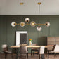 6 Light Modern Gold Island Pendant Lighting Spherical Glass Island Ceiling Light for Dining Table Clearhalo 'Ceiling Lights' 'Island Lights' 'Lighting' 2628576