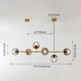 6 Light Modern Gold Island Pendant Lighting Spherical Glass Island Ceiling Light for Dining Table Clearhalo 'Ceiling Lights' 'Island Lights' 'Lighting' 2628579